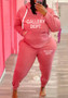 Plus Size Women Sports Hoodies and Pant Two Piece Set