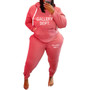 Plus Size Women Sports Hoodies and Pant Two Piece Set