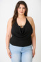 Plus Size Halter Cowl Neck Draped Top