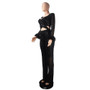 Autumn and winter long sequined feather hollow-out slim long-sleeved party Jumpsuit