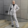 Autumn and winter fashion women's clothing Career gray woolen coat fashion suit two-piece set for women