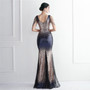 WomenElegant Gradient Sequins V Neck Evening Dress