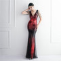 WomenElegant Gradient Sequins V Neck Evening Dress