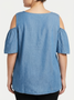 Lace Yoke Cold-Shoulder Chambray Blouse