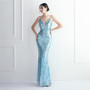 Plus SizeWomenElegant Sequin Backless Fishtail Dress Evening Dress