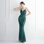 Plus SizeWomenElegant Sequin Backless Fishtail Dress Evening Dress