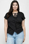 Plus Size Textured Wrap Top With Tie Neck