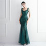 Chic Elegant Long Beaded Mesh Long Evening Dress Long Formal Party Slim Evening Dress