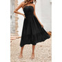 Solid Off Shoulder Elasit Waist Ruffle Dress​