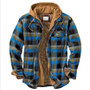 Men'S Plaid Jacket Long Sleeve Print Coat Cotton Padded Jacket