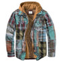 Men'S Plaid Jacket Long Sleeve Print Coat Cotton Padded Jacket