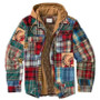 Men'S Plaid Jacket Long Sleeve Print Coat Cotton Padded Jacket