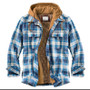 Men'S Plaid Jacket Long Sleeve Print Coat Cotton Padded Jacket