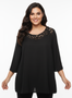 Lace Yoke Bell Sleeve Knit Tunic