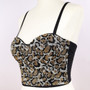 Women'S Fashion Style Slim Fit Beaded Low Back Bra Short Leopard Print Outdoor Wear Camisole Top