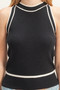 Contrast Trim Sleeveless Ribbed Top​