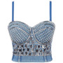 Beaded Fitted Camisoles Fashion Outdoor Wear Lingerie Stage Costumes Beaded Denim Corsets