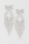 Rhinestone Ribbon Drop Earrings
