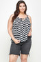 Plus Size Geometric Top With Double Spaghetti Strap​