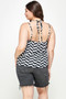 Plus Size Geometric Top With Double Spaghetti Strap​