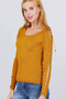 Long Sleeve W/Strappy Detail Round Neck Rib Sweater Top​​​