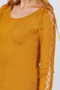 Long Sleeve W/Strappy Detail Round Neck Rib Sweater Top​​​