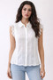 Timeless Cotton Eyelet Lace Button-Front Blouse​
