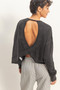 Cross Detail Open Back Long-Sleeve Top​