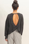 Cross Detail Open Back Long-Sleeve Top​