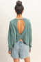 Cross Detail Open Back Long-Sleeve Top​​​​​