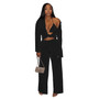 Women Sexy velvet Tops and Wide Leg Pants Three-Piece