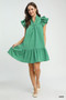 Umgee Flutter Sleeve Tiered Dress