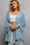 POL Openwork Lightweight Open Front Cardigan with Scalloped Edge