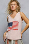 POL V-Neck Ribbed Tank with American Flag Patch and Star Back Patch