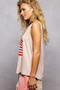 POL V-Neck Ribbed Tank with American Flag Patch and Star Back Patch