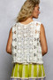 POL Tie Front Floral Pattern Crochet Vest with Scalloped Edge