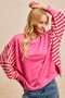 BiBi French Terry Stripe Combo Sweatshirt with Open Seam