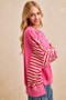 BiBi French Terry Stripe Combo Sweatshirt with Open Seam