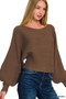 Zenana Boat Neck Balloon Sleeve Sweater