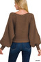 Zenana Boat Neck Balloon Sleeve Sweater