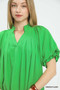 Umgee Linen V-Neck Flutter Sleeve Top