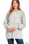 Zenana Halo Washed French Terry Exposed-seam Sweatshirt