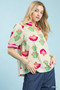 Umgee Print Puff Sleeve Blouse with Contrast Trim
