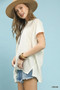 Umgee Flowy V-Neck Short Sleeve Blouse