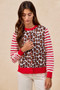 BiBi Leopard With Stripe Combo Buttoned Cardigan