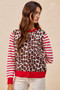 BiBi Leopard With Stripe Combo Buttoned Cardigan