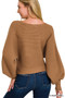 Zenana Boat Neck Balloon Sleeve Sweater