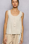 POL Textured Knit Round Neck Tank with Lace Detail
