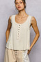POL Textured Knit Round Neck Tank with Lace Detail