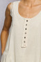 POL Textured Knit Round Neck Tank with Lace Detail